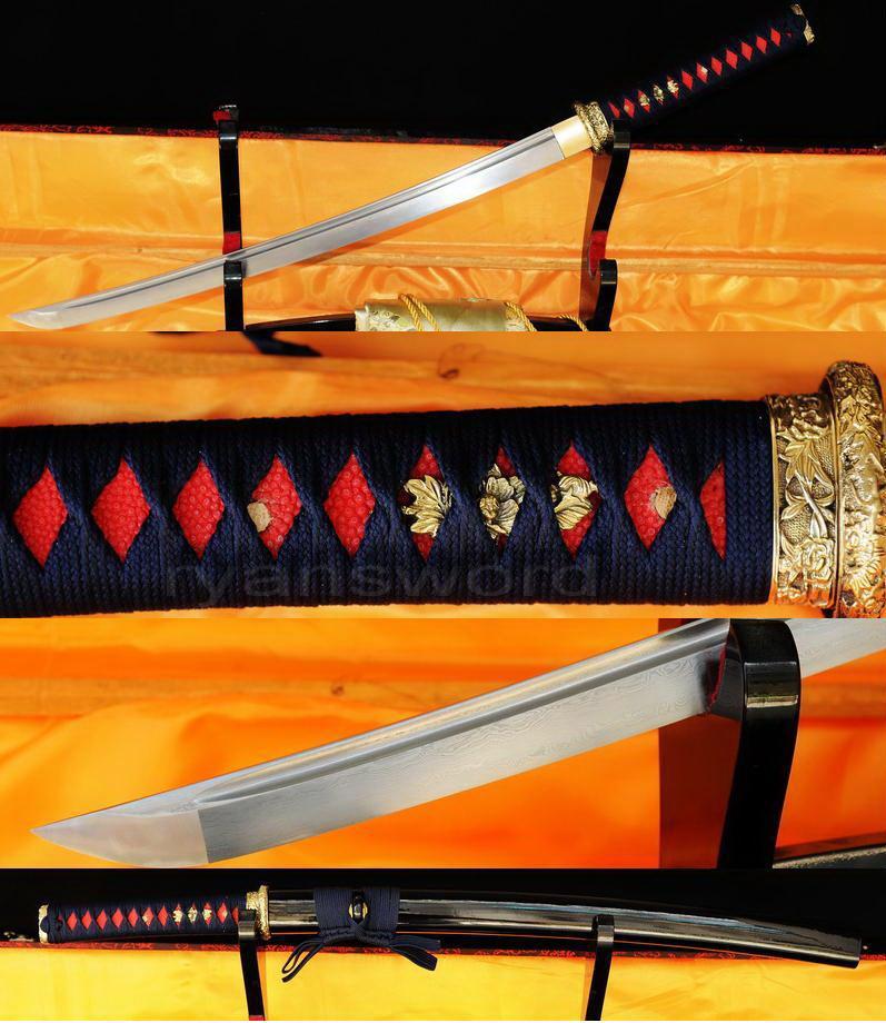 Hand Forged Folded Steel Japanese Samurai Wakizashi Sword